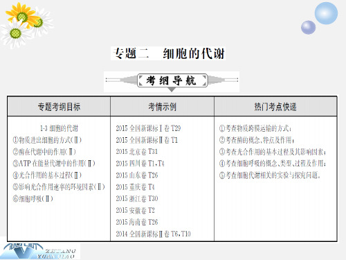 高三生物 二轮复习 专题精讲二 细胞的代谢 第1讲 物质的跨膜运输、酶与ATP课件