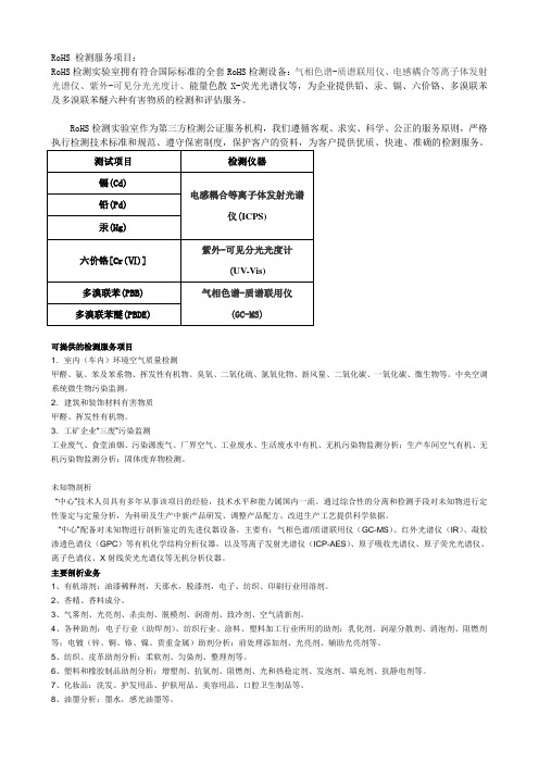 RoHS 检测服务项目.