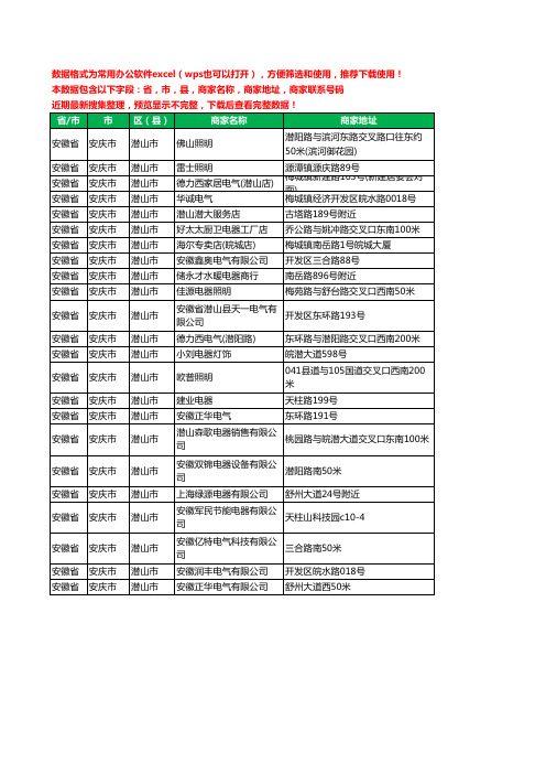 2020新版安徽省安庆市潜山市电器有限公司工商企业公司商家名录名单黄页联系电话号码地址大全23家