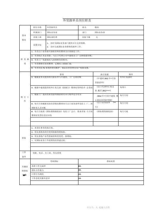 外贸跟单员岗位职责说明书2