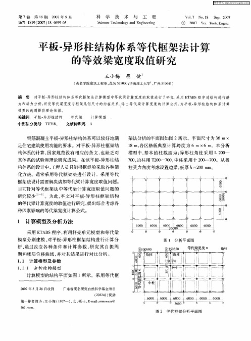 平板-异形柱结构体系等代框架法计算的等效梁宽度取值研究