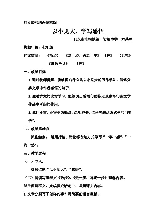 语文人教版七年级上册写作《以小见大,学写感悟》