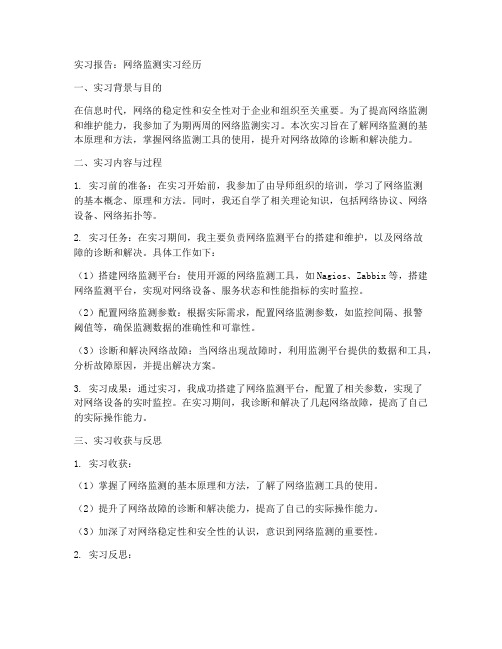 网络监测实习报告