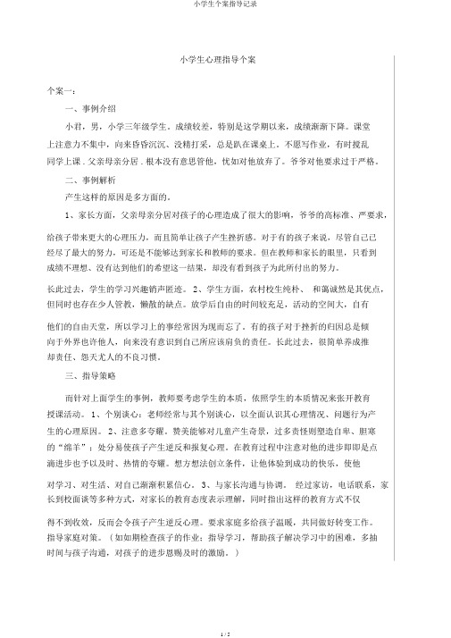 小学生个案辅导记录