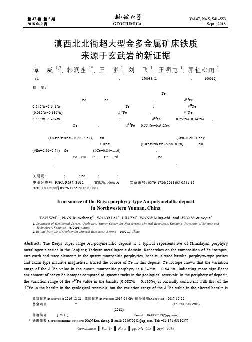滇西北北衙超大型金多金属矿床铁质来源于玄武岩的新证据