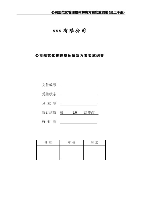 公司规范化管理整体解决方案实施纲要