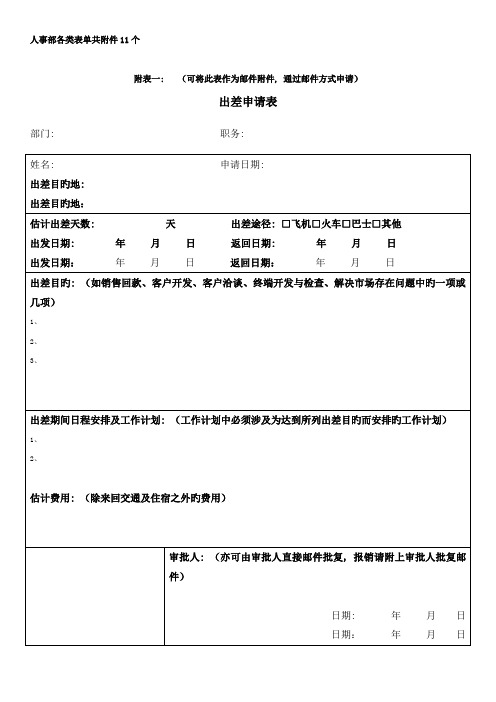 人事部各类表单