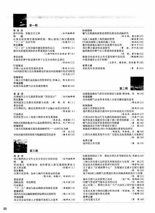 2011年《城市公用事业》总目次