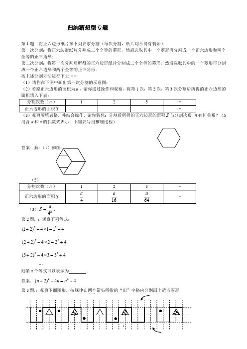 归纳猜想型专题