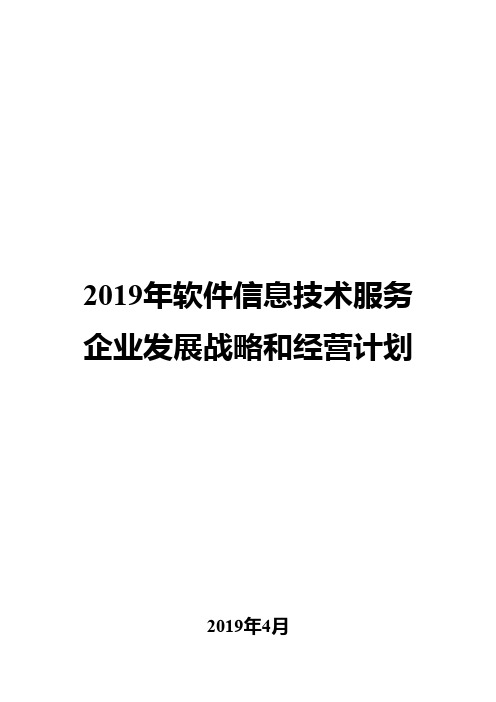 2019年软件信息技术服务企业发展战略和经营计划