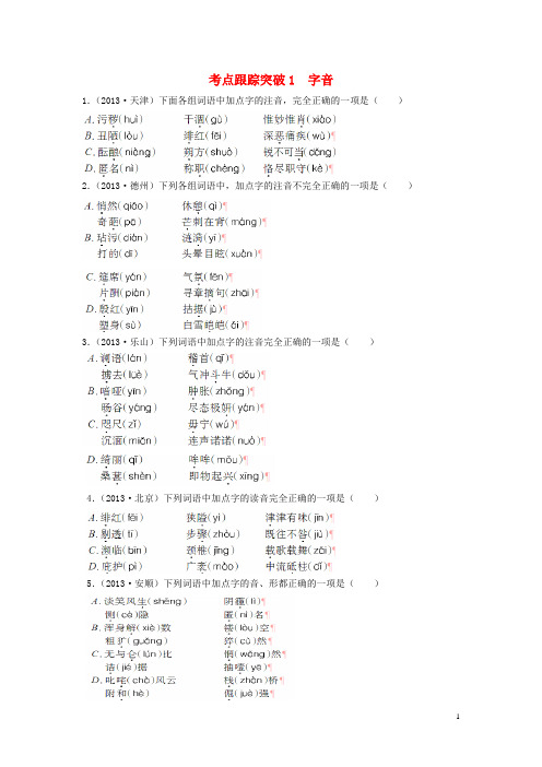 中考语文总复习 第一讲 字音考点跟踪突破1(含13年中考