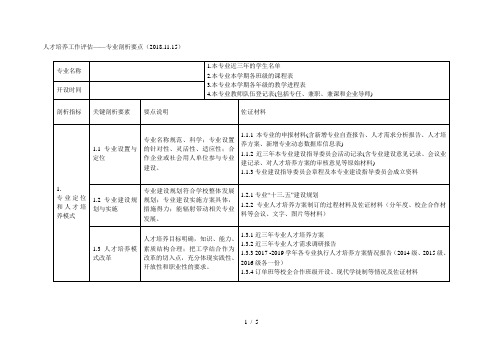 人才培养工作评估——专业剖析要点(20181115)
