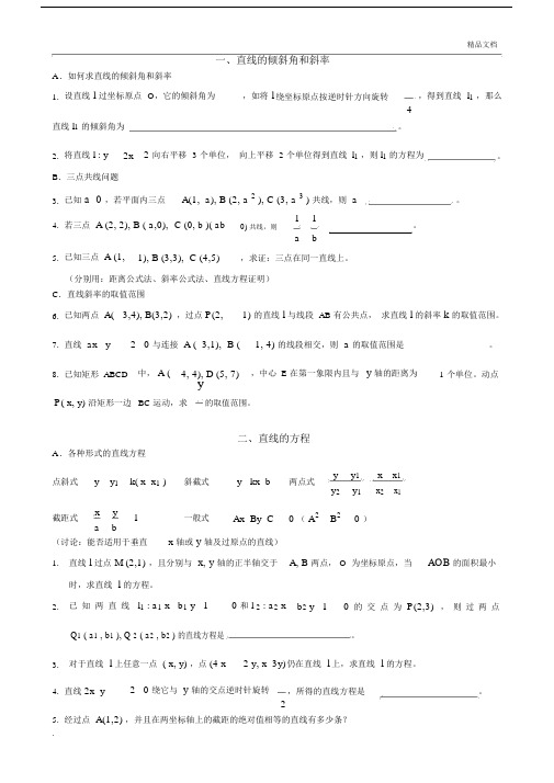 人教A版本高中数学必修2第三章直线与方程3.2直线的方程习题.docx