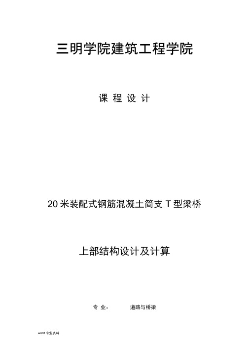20米装配式钢筋混凝土简支T型梁桥