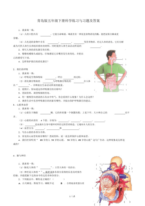 青岛版五年级下册科学练习与习题及答案(2).docx