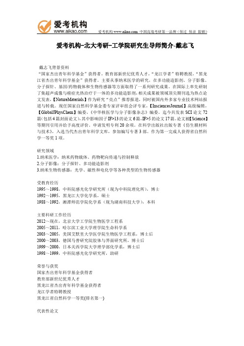 北大考研-工学院研究生导师简介-戴志飞