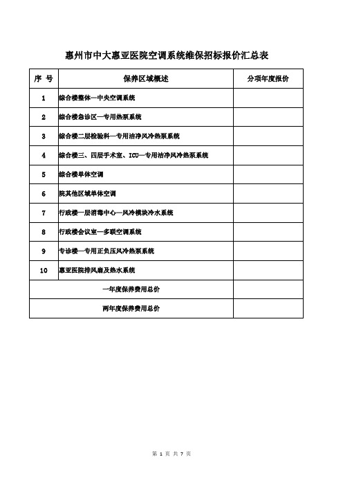空调年度维保报价清单.doc-中大惠亚医院