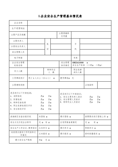 企业安全生产管理基本情况表