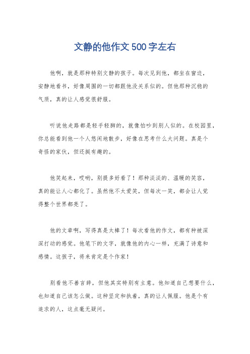 文静的他作文500字左右