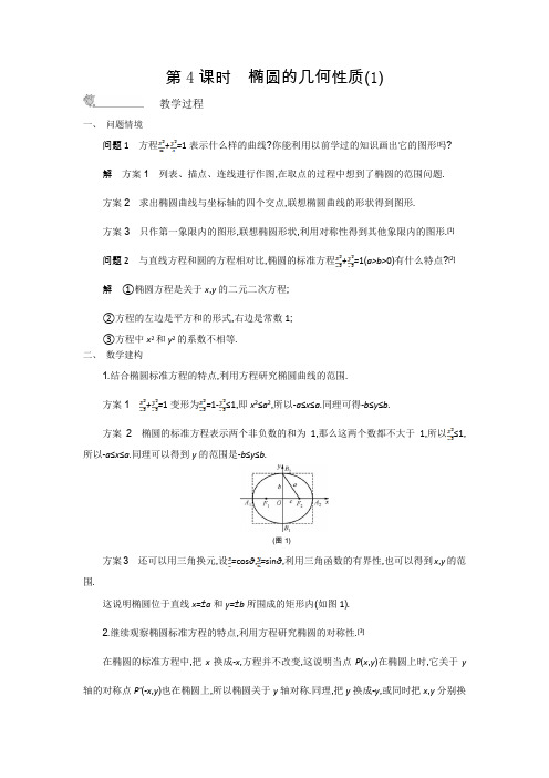 【新学案】数学苏教版选修学案：椭圆的几何性质含解析
