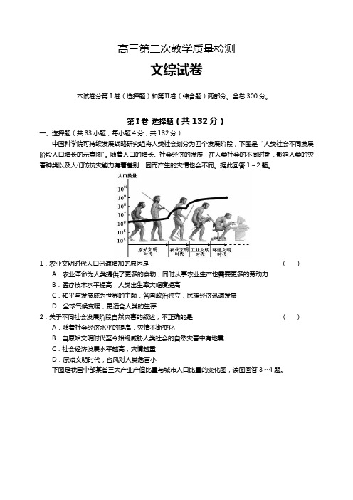 巢湖市高三第二次教学质量检测文综试卷