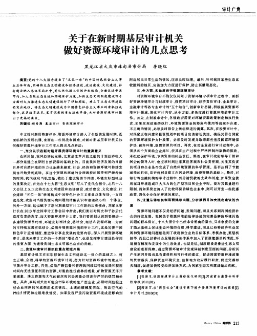 关于在新时期基层审计机关做好资源环境审计的几点思考