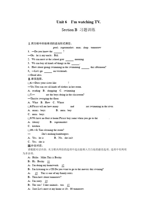 人教七年级下册Unit 6 I'm watching TV.  Section B 习题