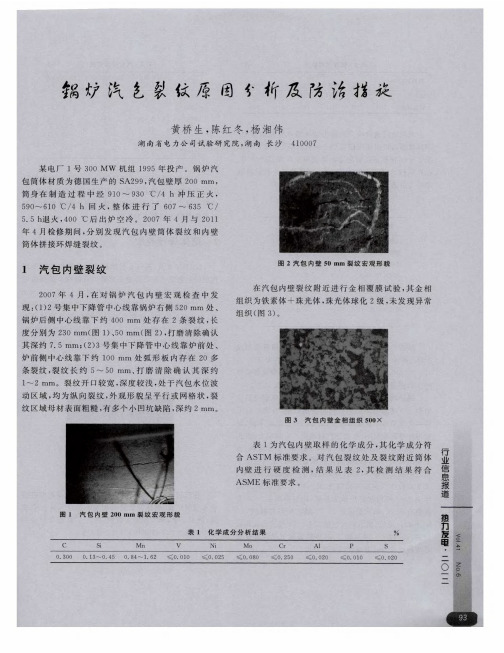 锅炉汽包裂纹原因分析及防治措施