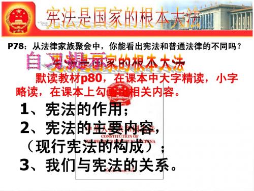 人教版九年级思想品德第六课第二框课件_6.2宪法是国家的根本大法