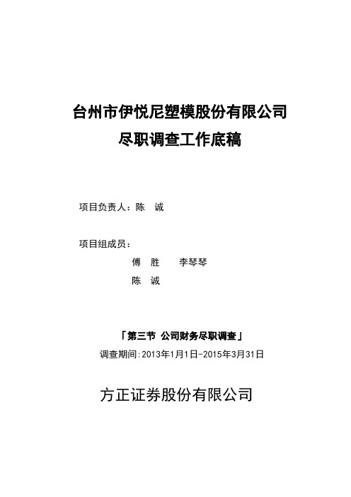 第三节 财务调查底稿-伊悦尼