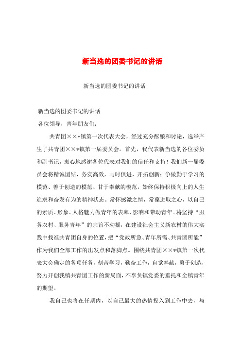 2019年整理--新当选的团委书记的讲话