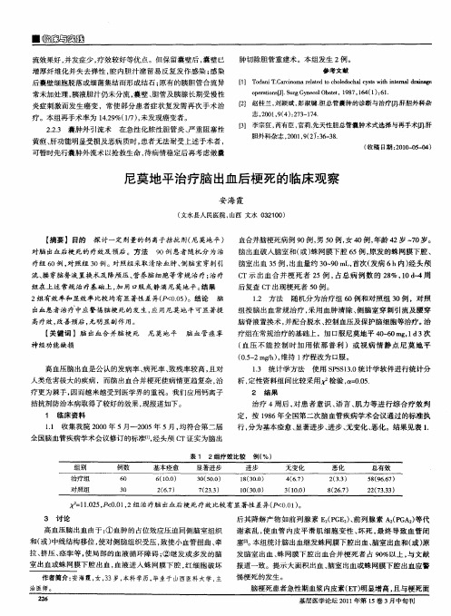 尼莫地平治疗脑出血后梗死的临床观察