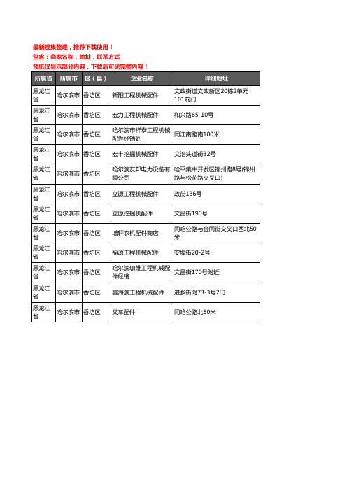 新版黑龙江省哈尔滨市香坊区机械配件企业公司商家户名录单联系方式地址大全12家