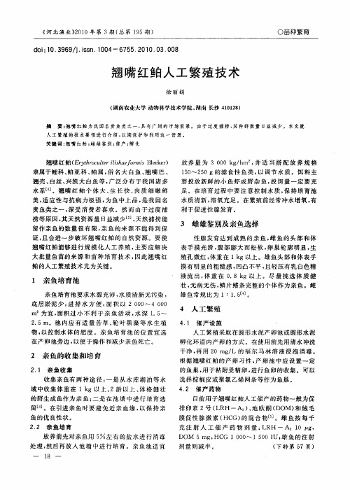 翘嘴红鲌人工繁殖技术