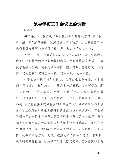 领导年初工作会议上的讲话