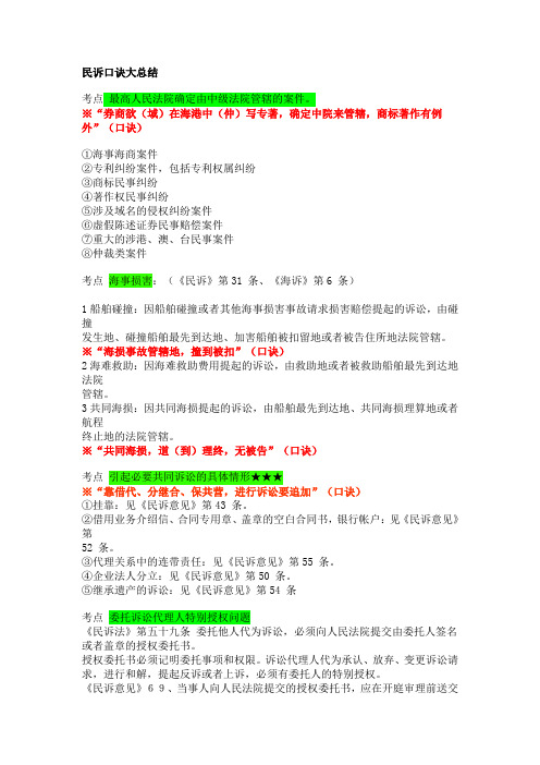 民诉口诀大总结