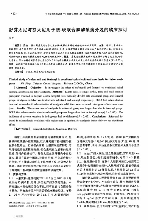 舒芬太尼与芬太尼用于腰-硬联合麻醉镇痛分娩的临床探讨论文