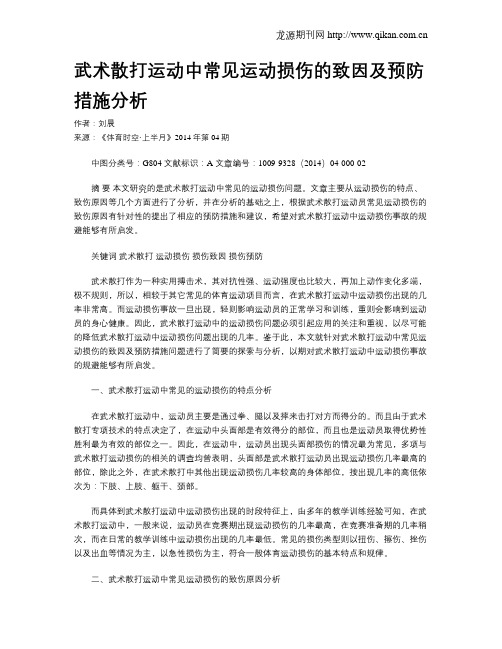 武术散打运动中常见运动损伤的致因及预防措施分析
