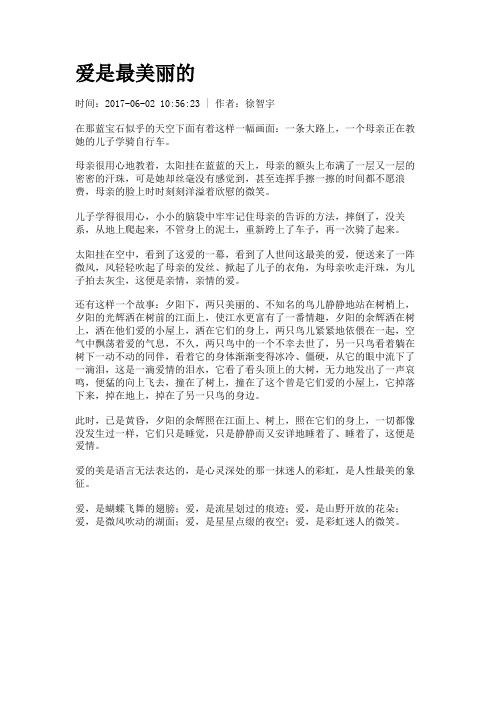 【初高中作文700字】爱是最美丽的