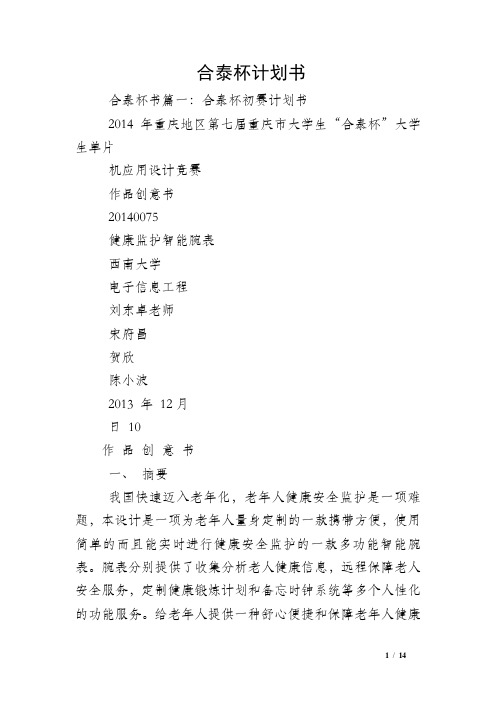 合泰杯计划书