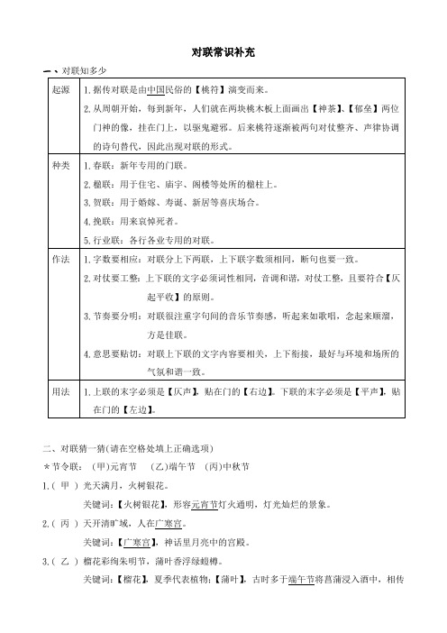 对联常识补充