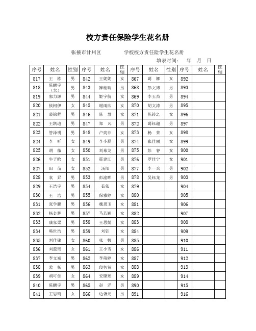 学生校方责任保险参保统计表