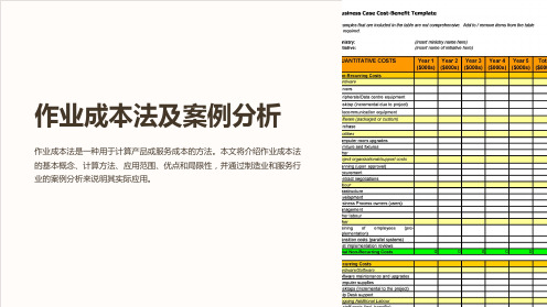 作业成本法及案例分析