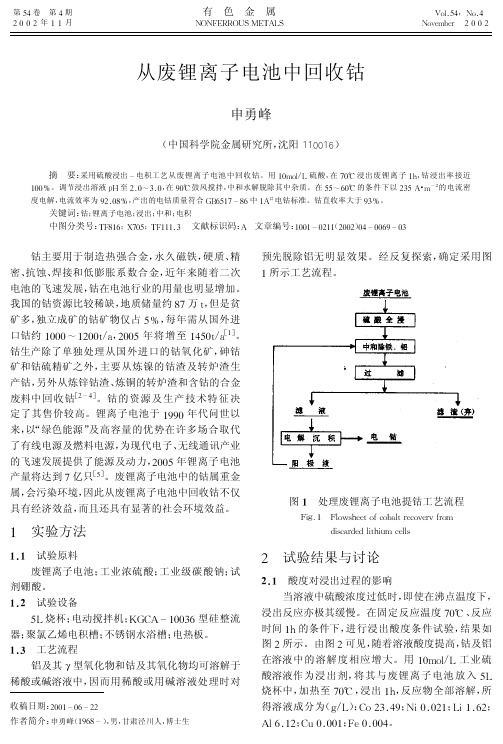 从废锂离子电池中回收钴