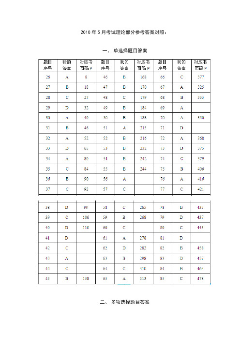 一级企业人力资源管理师-2010年05月-真题答案