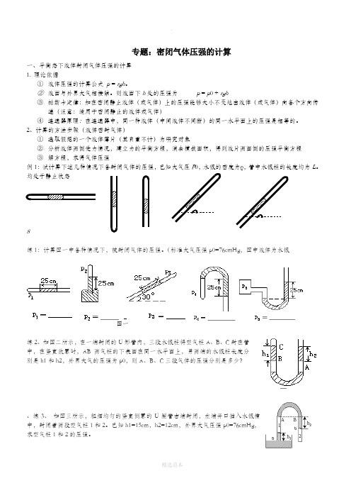 高中物理：封闭气体压强的计算