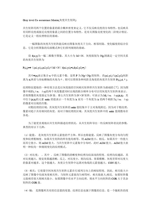 Gray-level Co-occurrence Matrix(灰度共生矩阵)