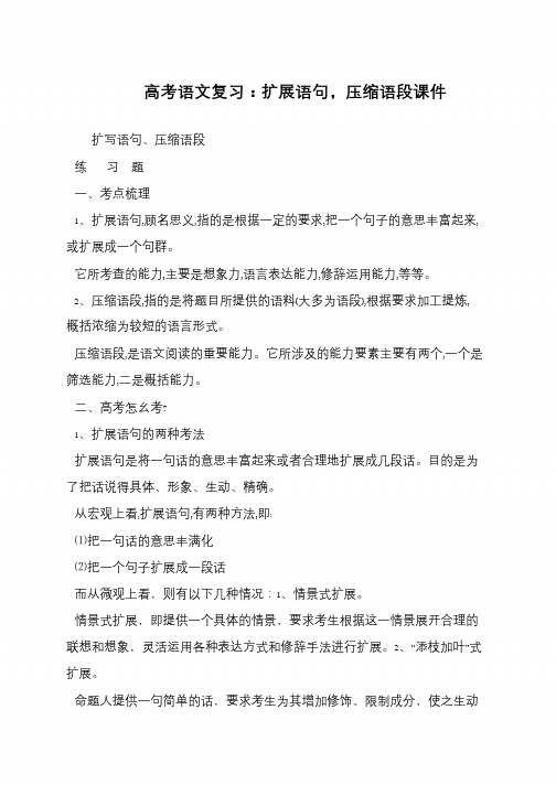 高考语文复习：扩展语句,压缩语段课件