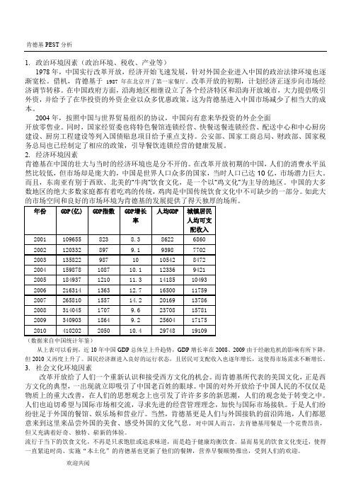 肯德基PEST分析和5力分析