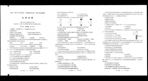 福建省福州市2020-2021学年高一上学期期末考试  生物   图片版含答案